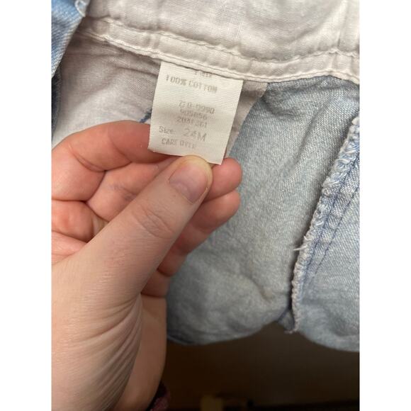 Vintage Osh Kosh B'Gosh Kids 1980s Light Jean Short Overalls Vestbak 24 Months - Picture 6 of 7